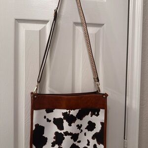 COPY - Brown and White Cow Print Shoulder Bag